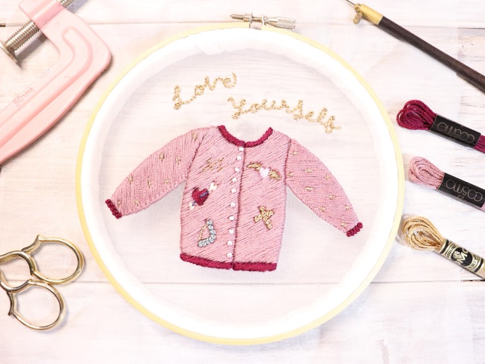 Love yourself ♥ Amour motif cardigan embroidery メキシコの幸運の 